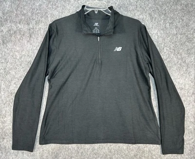 Pullover New Balance Para Mujer 2XL Negro Ligero 1/4 Cremallera Calce Ajustado Secado Rápido Foto 1 de 4