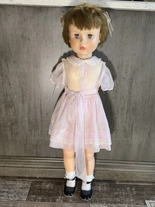 1959 Horsman Joanie 35” Companion Doll capelli radicati occhi addormentati vestito vintage - Foto 1 di 24