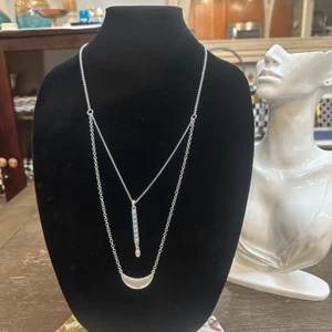 Lucky Brand Silver Tone Layered Long Necklace Boho Chic - Picture 1 of 7
