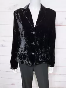 Chaqueta de terciopelo para mujer Apt 9 talla 10 negra con botones bolsillos delanteros forrada manga larga - Imagen 1 de 7