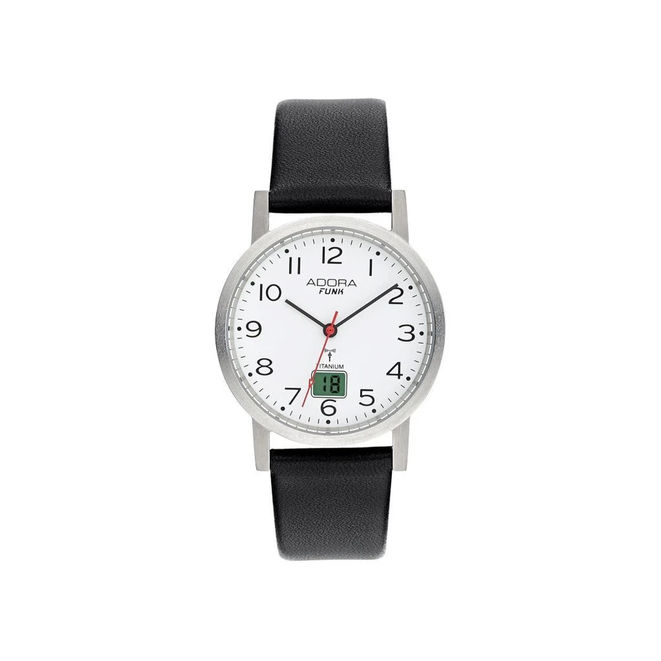 Adora Radio Reloj de Mujer Ø 34mm Negra Pulsera de Cuero Análogo Titan 5 BAR - Imagen 1 de 1