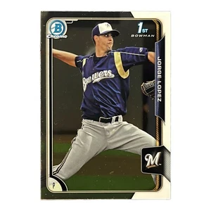 Tarjeta de los Medias Rojas Jorge López 2015 Topps 1st Bowman cromada #BCP39 Milwaukee Brewers - Imagen 1 de 2
