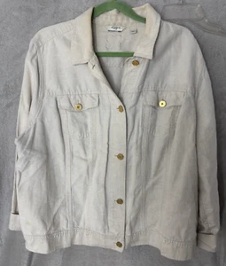 Liz Claiborne Jacket Sz 20W White Linen Cotton Jacket w/Pockets. Light Weight. - Picture 1 of 6
