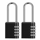 x2 Black Waterproof Padlock Set with Extra Long Shackle Loop & Combination Lock