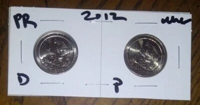 UNC   2012 - D & P Mint - Puerto Rico - El Yunque Quarters - 2 COIN SET  - Image 1 of 2