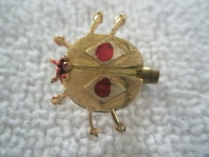 Vintage BEETLE  pin back gold color  3/4" plastic 1960's - Picture 1 of 4