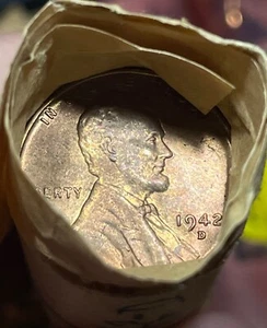 1942-D Lincoln Cent Original Roll BU+ Brilliantly Uncirculated 50 Coins B249 - Picture 1 of 3