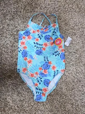 Maiô The Children's Place Girls padrão peça única tropical aquático, grande - Imagem 1 de 4