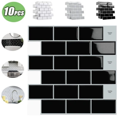 10x Wandaufkleber Mosaik Küche Fliesenfolie 3D Fliesenaufkleber PVC Klebefolie - Bild 1 von 4