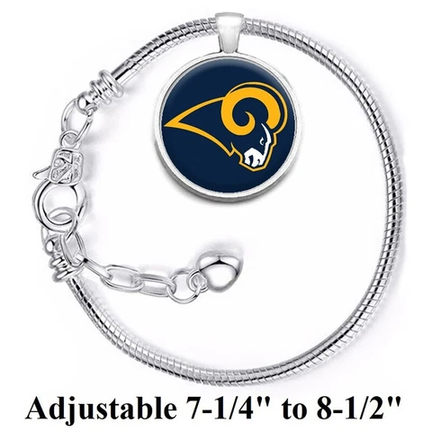 Los Angeles LA Rams Silver Women's Link Bracelet w Gift Pkg D10 Cover