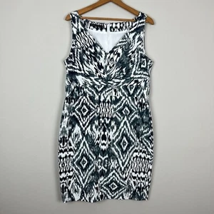 LAFAYETTE 148 Dress Womens 10 Black White Printed Sheath Sleeveless V-Neck 10/12 - Picture 1 of 13