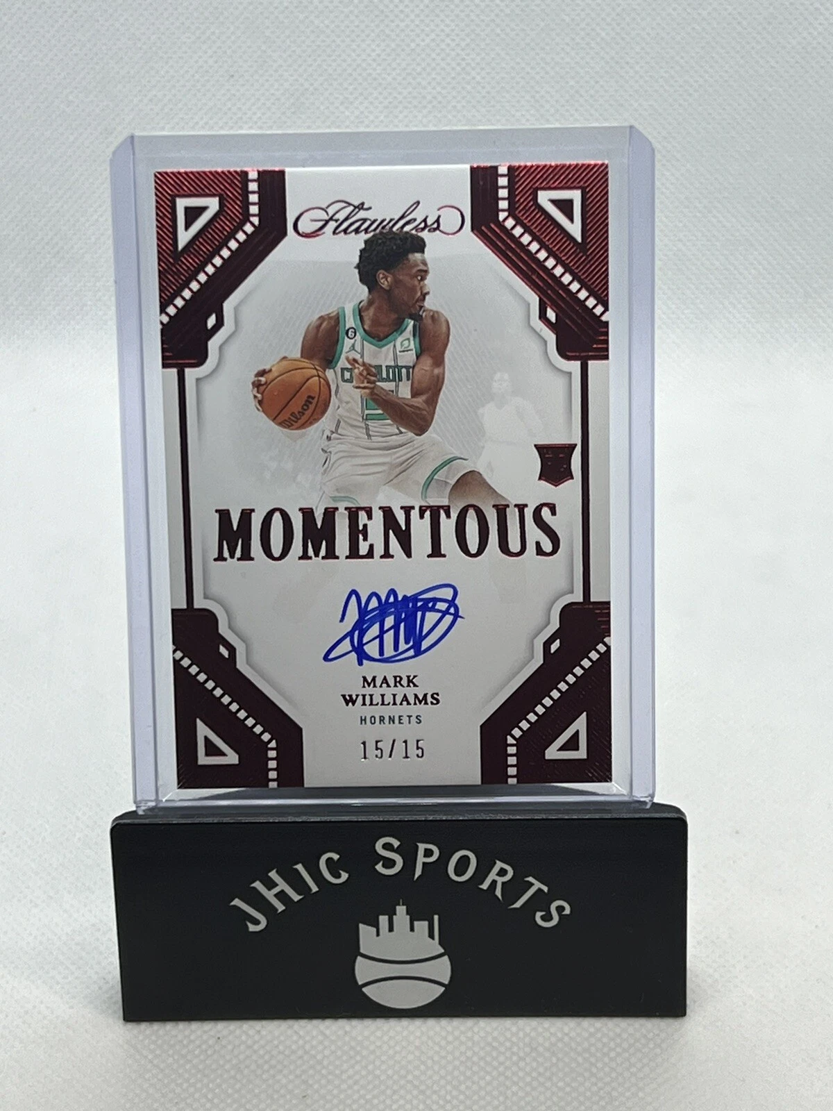 2022-23 Panini Flawless Mark Williams Momentous RC Auto Ruby /15