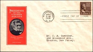 Scott 812 - 7 Cents Jackson - Tür FDC - Typed Address - Planty 812-1 - Bild 1 von 2