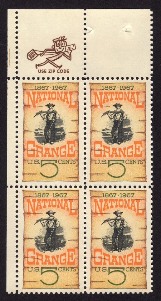 Scott #1323 National Grange Poster 5¢ Zip Block of 4 Stamps - MNH - Image 1 of 1