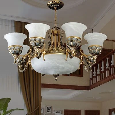 Glass Pendant Lamp Bedroom Living Dining Room Ceiling Light Iron Chandelier - Image 1 of 4