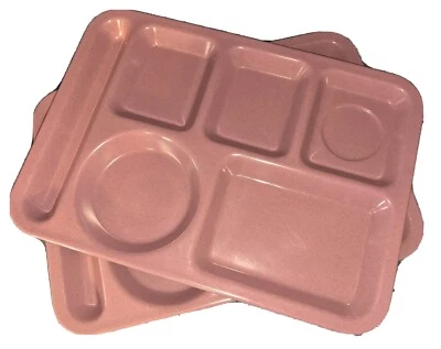 2 Pink Carlisle School Cafeteria Serving Trays 6 Compartment Divided Lunch Tray - Image 1 of 4