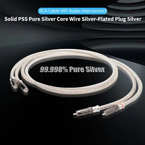 Pair High Quality Pure Silver RCA Cable with RCA Connectors for Audio Amplifier - Picture 1 of 15
