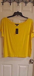 INC International Concepts Blouse, Women's Size large Yellow, short sleeve, NWT - Picture 1 of 4