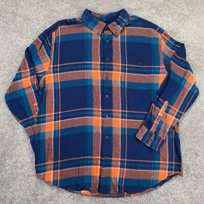 John Bartlett Consensus Flannel Shirt Mens XLT Tall Blue Orange Plaid Casual - Image 1 of 4