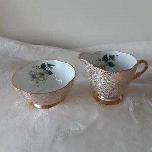 Windsor gold Lace chintz bone china England creamer sugar set dogwood pattern - Picture 1 of 10