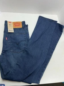 $44 New Levi's 511 Slim Fit Dark Wash Denim Stretch Jeans 16 Reg 28x28 Boys - Picture 1 of 2