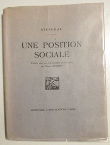 STENDHAL UNE POSITION SOCIALE EO de 1927 NUMÉROTÉ sur VÉLIN NOTES CRITIQUES - Foto 1 di 5