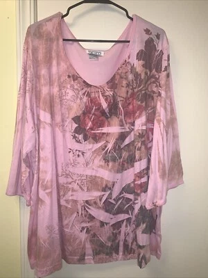 Main Street Camisa Azul Mujer Rosa Top Mujer Talla 3 X Foto 1 de 4