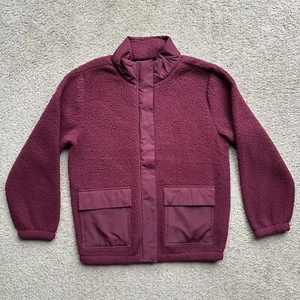 Members Mark Jacke Damen XS Sherpa Fleece Full Zip weinrot rot Taschen Mock - Bild 1 von 13