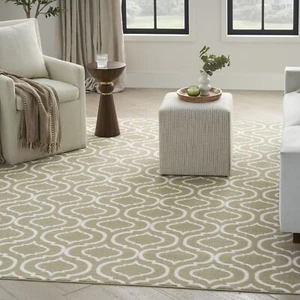 Nourison Jubilant Contemporary Olive 7'10" x 9'10" Area -rug Easy -cleaning - Picture 1 of 8