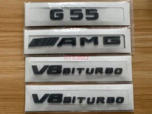 Matte Black Mercedes Benz G55 AMG V8 BITURBO Emblem Badge Sticker Set For G55 - Picture 1 of 4