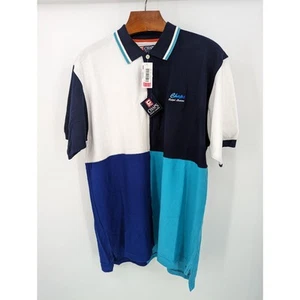 NWT Vtg 90s CHAPS Ralph Lauren Color Block Polo Shirt XL Retro Blue Rare Classic - Picture 1 of 5