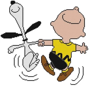 CROSS STITCH+ CRAFT PATTERN Charlie Brown Peanuts Snoopy Dog Joy Dance Happy - Picture 1 of 16