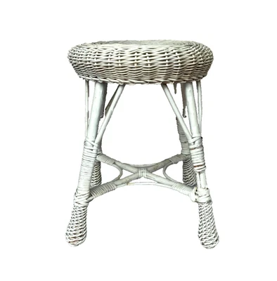 Vintage Boho MCM Wicker Rattan Stool Table Plant Stand Mid Century - Image 1 of 3