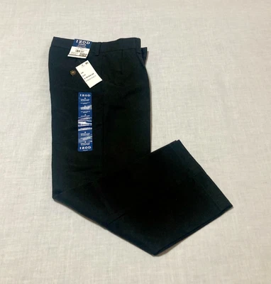 Pantalones de vestir Izod para niños talla 8 regular negros plisados cintura ajustable sin arrugas Foto 1 de 4