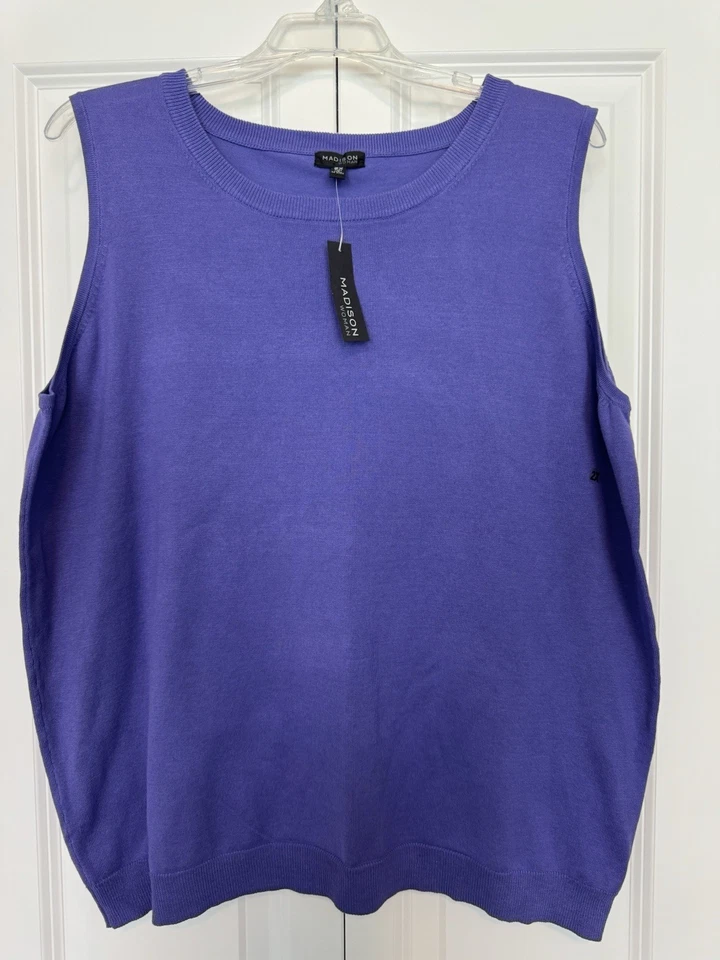 MADISON (Belk) Size 2X Purple Sleeveless Round Neck Top Shirt Tank Shell NWT - Image 1 of 4