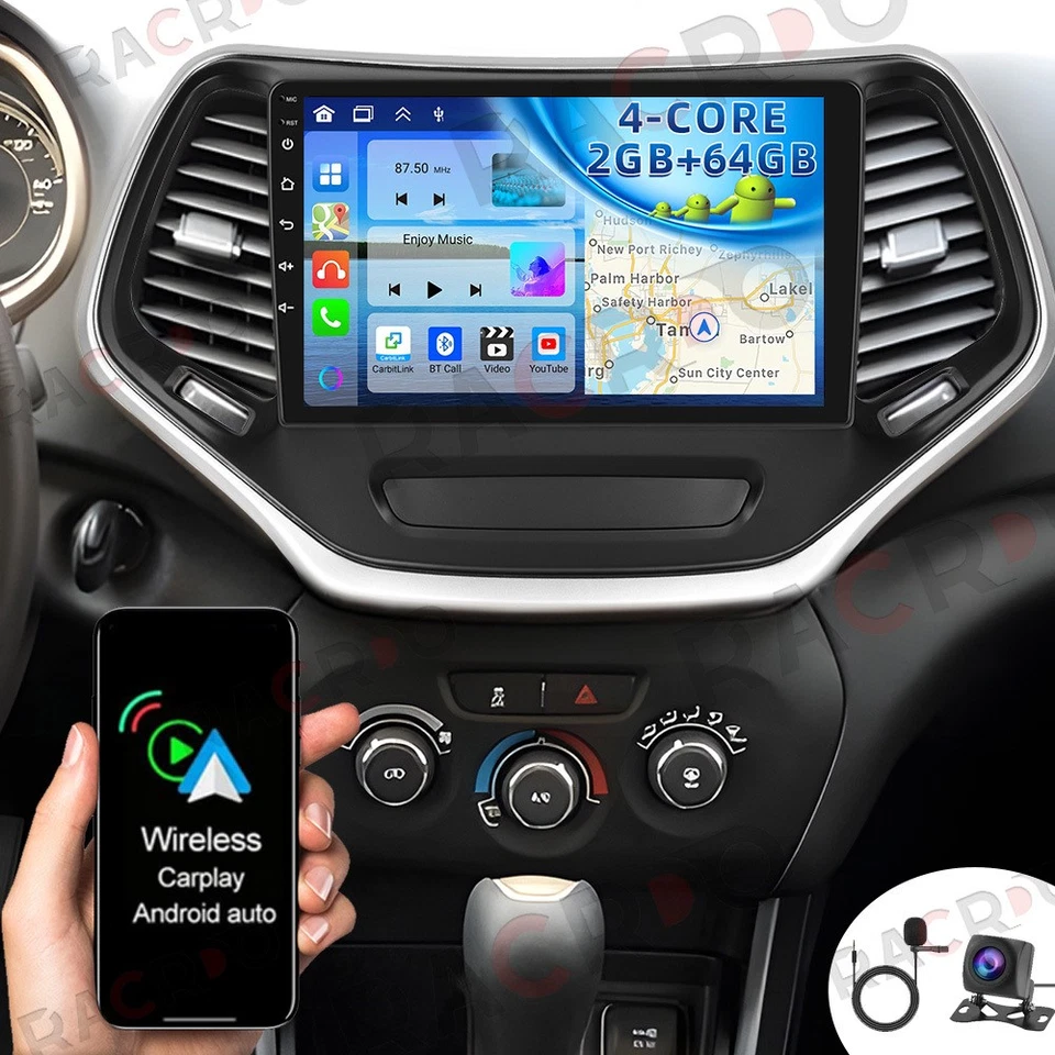 Radio estéreo para automóvil Android15 64 GB Carplay GPS BT para Jeep Cherokee Sport 2014-2017 Foto 1 de 4
