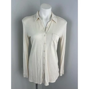 Peruvian Connection Pima Cotton Modal White Classic Button Down Top Medium - Picture 1 of 6
