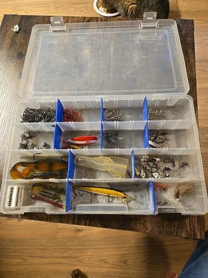 Fishing Compartment Tackle Box w Various Types of Lures - Изображение 1 из 4