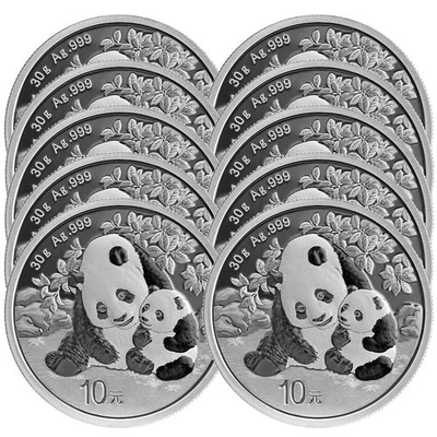 Lote de 10 - 2024 10 Yuan Plata Panda Chino .999 30g Brillante Sin Circular Foto 1 de 3