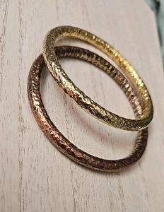 Set Ross Simon 18k Rose & Yellow gold/Sterling silver Bangle puffy bracelets - Picture 1 of 14