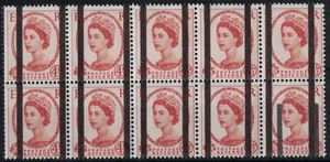 G B, P.O. TRAINING SCHOOL, QEII, MULTI CROWN, 4½d BLOCK (10), MISPLACED BARS MNH - Picture 1 of 1