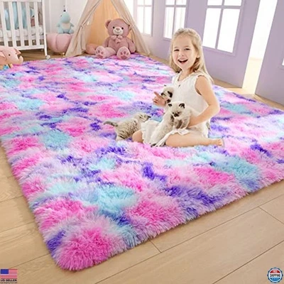 AROGAN Soft Rainbow Area Rug 3x5 Feet Fluffy Colorful Carpet for Girls & Kids - Image 1 of 4