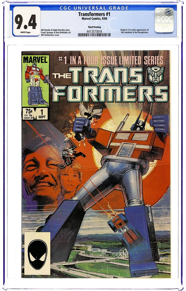 Transformers #1 3rd Printing CGC 9.4 1984 4413573016 - Image 1 of 1