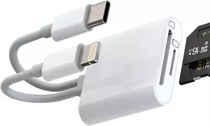 USB C Micro SD Card Reader for iphone (2in1)Lightning Type C Dual Cable Dongle - Picture 1 of 5