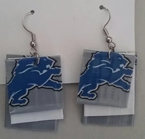 Detroit Lions NFL football earrings duct tape duck lightweight handmade Cover