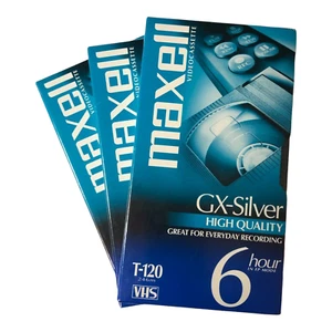 3 cintas de video selladas Maxell T-120 GX-plateadas VHS VCR en blanco 6 horas - Imagen 1 de 5