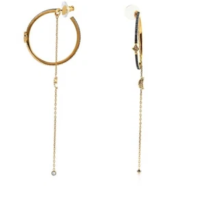 Swarovski Duo Mond Ohrringe 5425940 Blau Kristall Creolen Gold Kette Neu - Bild 1 von 2