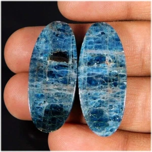 52.30Cts. Natural Top Quality Blue Apatite Pair Oval Cabochon Loose Gemstone - Picture 1 of 3