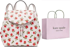 Kate Spade Lizzie Medium Festive Rosette Saffiano Leather Flap Backpack Bag - Picture 1 of 9