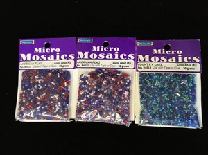3 Packages of Halcraft Micro Mosaics Glass Bead Mix Red/White/Blue Green/Blue - Picture 1 of 6